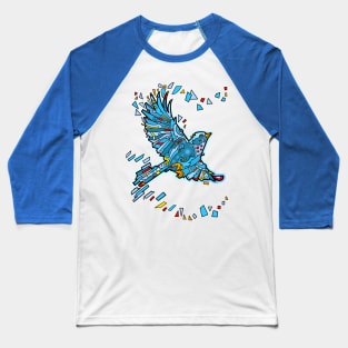 Geometric blue bird flying Baseball T-Shirt